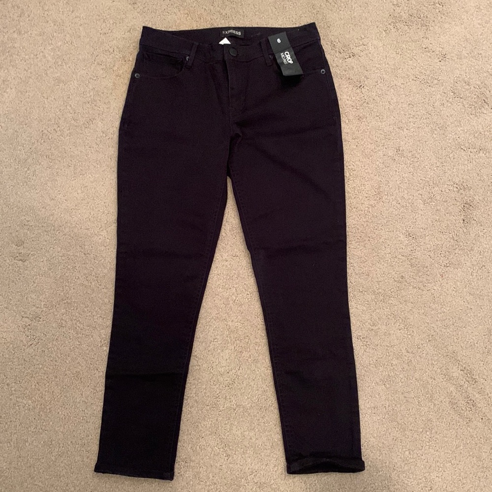 NWT black Express mid rise cropped jeans size 6